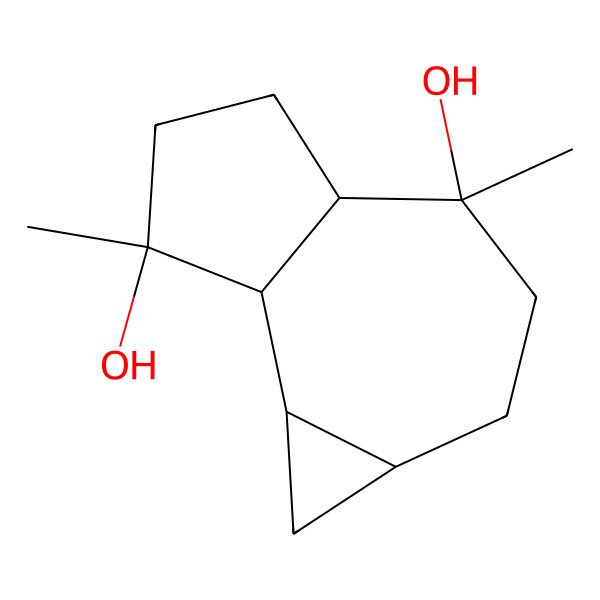 2D Structure of 4,7-dimethyl-1a,2,3,4a,5,6,7a,7b-octahydro-1H-cyclopropa[h]azulene-4,7-diol