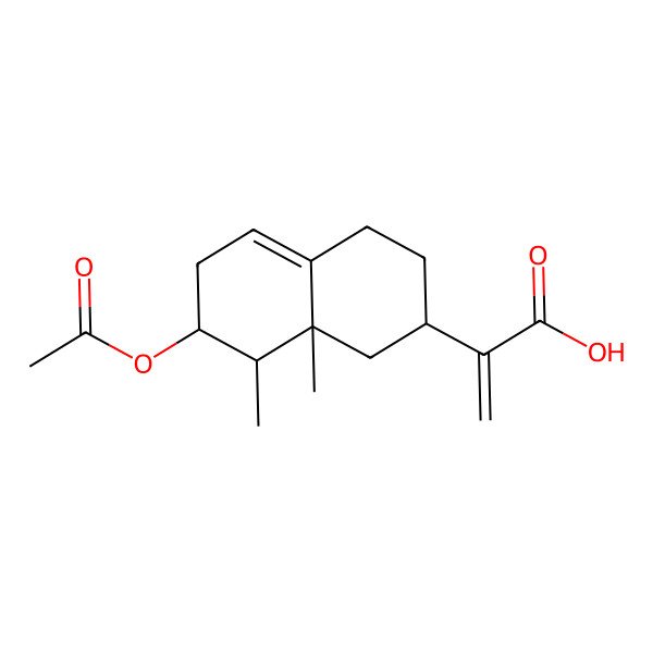 2D Structure of 2-[(2R,7S,8R,8aR)-7-acetyloxy-8,8a-dimethyl-2,3,4,6,7,8-hexahydro-1H-naphthalen-2-yl]prop-2-enoic acid