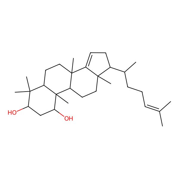 2D Structure of 4,4,8,10,13-pentamethyl-17-(6-methylhept-5-en-2-yl)-2,3,5,6,7,9,11,12,16,17-decahydro-1H-cyclopenta[a]phenanthrene-1,3-diol
