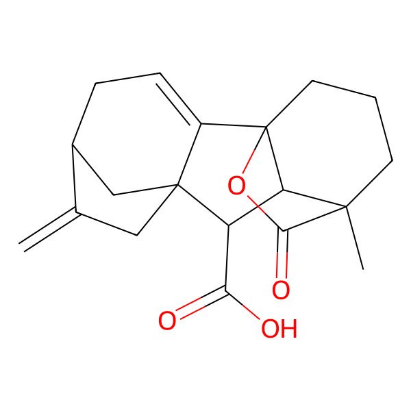 2D Structure of (1S,5R,8S,9S,10R,11R)-11-methyl-6-methylidene-16-oxo-15-oxapentacyclo[9.3.2.15,8.01,10.02,8]heptadec-2-ene-9-carboxylic acid