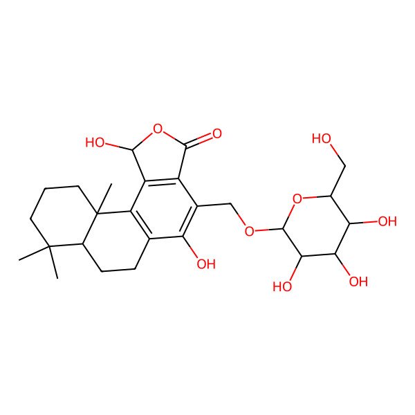 2D Structure of 1,5-dihydroxy-8,8,11a-trimethyl-4-[[3,4,5-trihydroxy-6-(hydroxymethyl)oxan-2-yl]oxymethyl]-6,7,7a,9,10,11-hexahydro-1H-naphtho[1,2-e][2]benzofuran-3-one