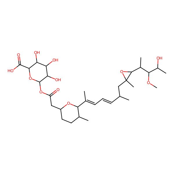 2D Structure of 3,4,5-Trihydroxy-6-[2-[6-[7-[3-(4-hydroxy-3-methoxypentan-2-yl)-2-methyloxiran-2-yl]-6-methylhepta-2,4-dien-2-yl]-5-methyloxan-2-yl]acetyl]oxyoxane-2-carboxylic acid