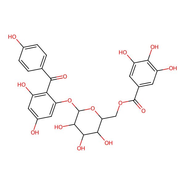 2D Structure of [(2R,3S,4S,5R,6S)-6-[3,5-dihydroxy-2-(4-hydroxybenzoyl)phenoxy]-3,4,5-trihydroxyoxan-2-yl]methyl 3,4,5-trihydroxybenzoate