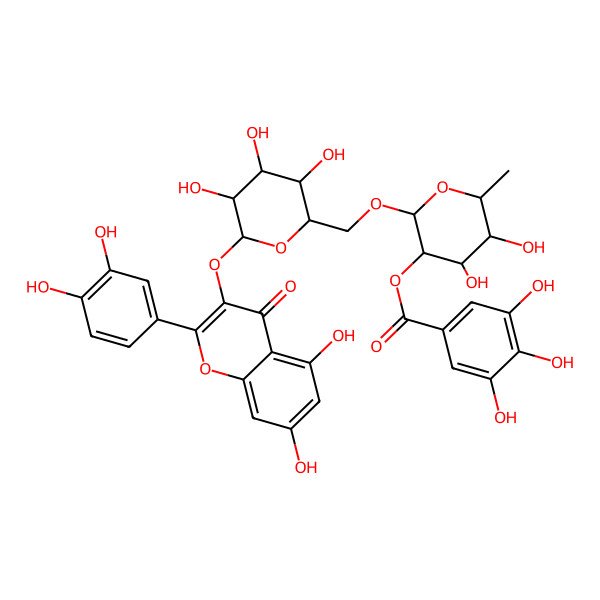 2D Structure of [2-[[6-[2-(3,4-Dihydroxyphenyl)-5,7-dihydroxy-4-oxochromen-3-yl]oxy-3,4,5-trihydroxyoxan-2-yl]methoxy]-4,5-dihydroxy-6-methyloxan-3-yl] 3,4,5-trihydroxybenzoate