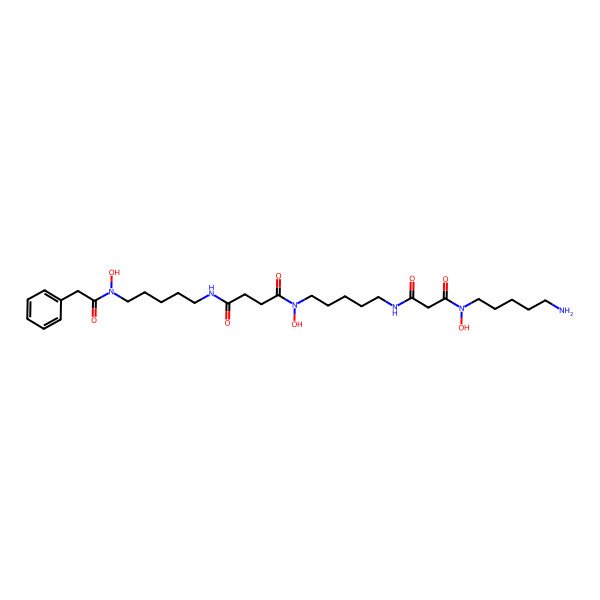 2D Structure of N'-[5-[[3-[5-aminopentyl(hydroxy)amino]-3-oxopropanoyl]amino]pentyl]-N'-hydroxy-N-[5-[hydroxy-(2-phenylacetyl)amino]pentyl]butanediamide