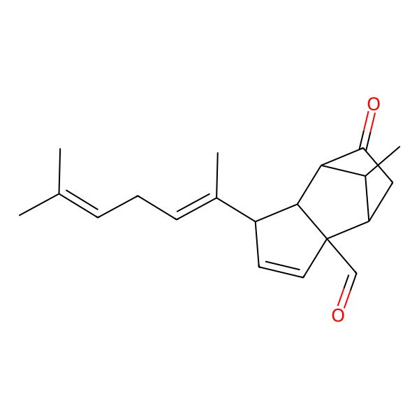 2D Structure of (1S,2S,5R,6S,7R,10S)-10-methyl-5-[(2Z)-6-methylhepta-2,5-dien-2-yl]-8-oxotricyclo[5.2.1.02,6]dec-3-ene-2-carbaldehyde