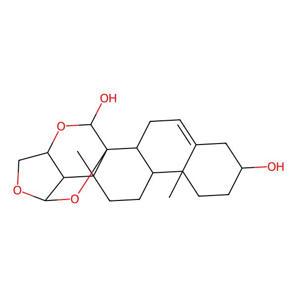 2D Structure of (1S,2R,7S,10R,11S,14R,15R,16R,19S,21R)-10,14-dimethyl-17,20,22-trioxahexacyclo[14.5.1.01,14.02,11.05,10.015,19]docos-4-ene-7,21-diol