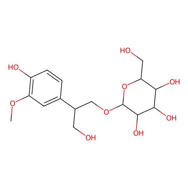 2D Structure of (2R,3R,4S,5S,6R)-2-[(2R)-3-hydroxy-2-(4-hydroxy-3-methoxyphenyl)propoxy]-6-(hydroxymethyl)oxane-3,4,5-triol