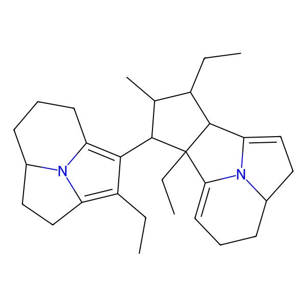 2D Structure of (4R,9R,10S,11R,12R,13S)-9,12-diethyl-10-[(7R)-3-ethyl-11-azatricyclo[5.3.1.04,11]undeca-1,3-dien-2-yl]-11-methyl-14-azatetracyclo[6.5.1.04,14.09,13]tetradeca-1,7-diene