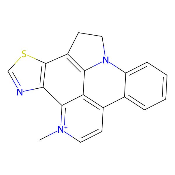 2D Structure of 8-Methyl-3-thia-5,18-diaza-8-azoniahexacyclo[9.9.2.02,6.07,22.012,17.018,21]docosa-1(21),2(6),4,7,9,11(22),12,14,16-nonaene