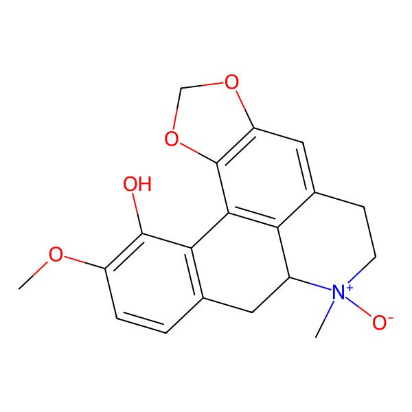 2D Structure of (11R,12S)-17-methoxy-11-methyl-11-oxido-3,5-dioxa-11-azoniapentacyclo[10.7.1.02,6.08,20.014,19]icosa-1(20),2(6),7,14(19),15,17-hexaen-18-ol