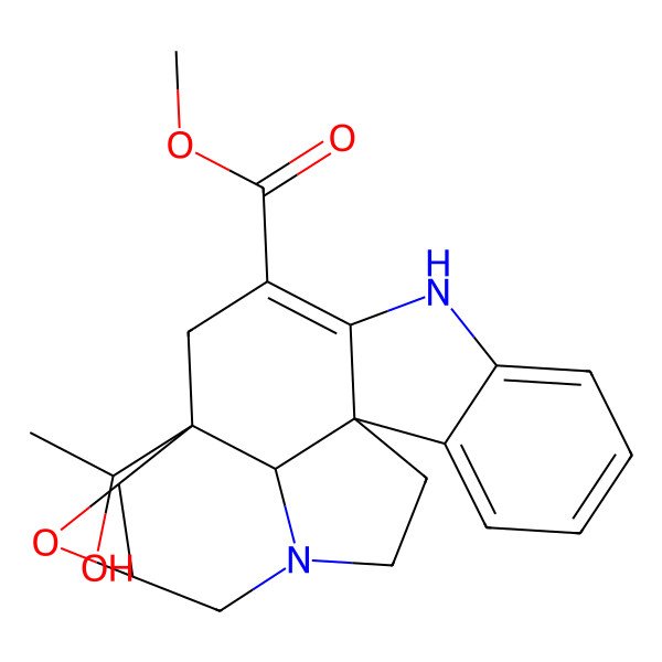 2D Structure of methyl (1R,12S,13S,15R,20R)-12-[(1R)-1-hydroxyethyl]-14-oxa-8,17-diazahexacyclo[10.7.1.01,9.02,7.013,15.017,20]icosa-2,4,6,9-tetraene-10-carboxylate