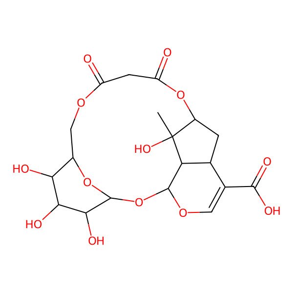 2D Structure of 9,18,19,20-Tetrahydroxy-9-methyl-12,14-dioxo-2,4,11,15,21-pentaoxatetracyclo[15.3.1.17,10.03,8]docos-5-ene-6-carboxylic acid