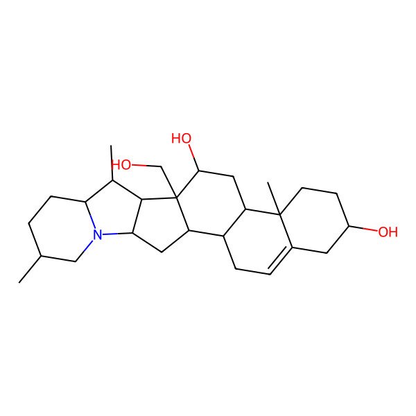 2D Structure of (1S,2R,7S,10R,11S,13R,14S,15R,16S,17R,20S,23S)-14-(hydroxymethyl)-10,16,20-trimethyl-22-azahexacyclo[12.10.0.02,11.05,10.015,23.017,22]tetracos-4-ene-7,13-diol