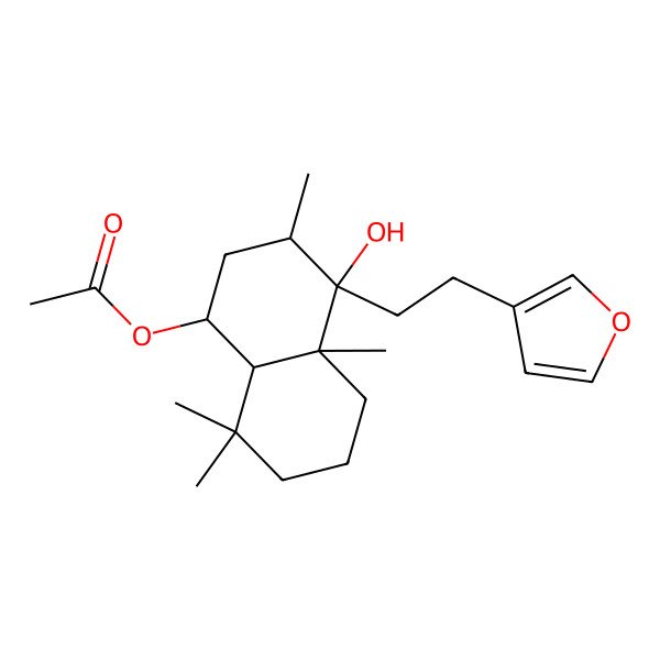 2D Structure of [(1R,4aS)-4-[2-(furan-3-yl)ethyl]-4-hydroxy-3,4a,8,8-tetramethyl-2,3,5,6,7,8a-hexahydro-1H-naphthalen-1-yl] acetate