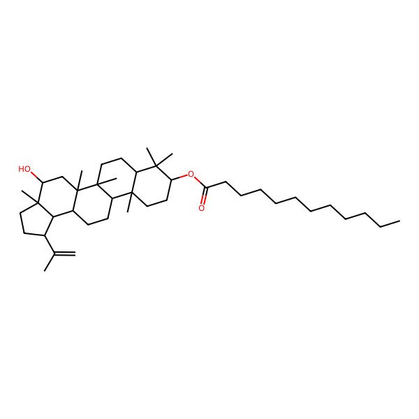 2D Structure of (4-Hydroxy-3a,5a,5b,8,8,11a-hexamethyl-1-prop-1-en-2-yl-1,2,3,4,5,6,7,7a,9,10,11,11b,12,13,13a,13b-hexadecahydrocyclopenta[a]chrysen-9-yl) dodecanoate