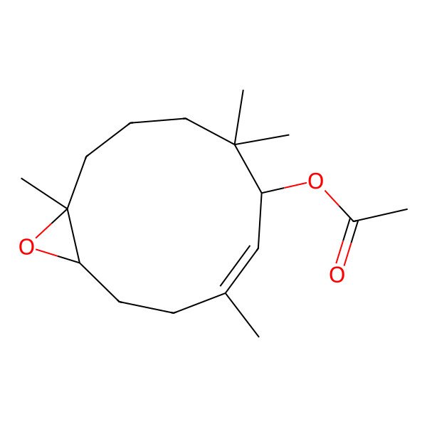 2D Structure of (4,7,7,11-Tetramethyl-12-oxabicyclo[9.1.0]dodec-4-en-6-yl) acetate
