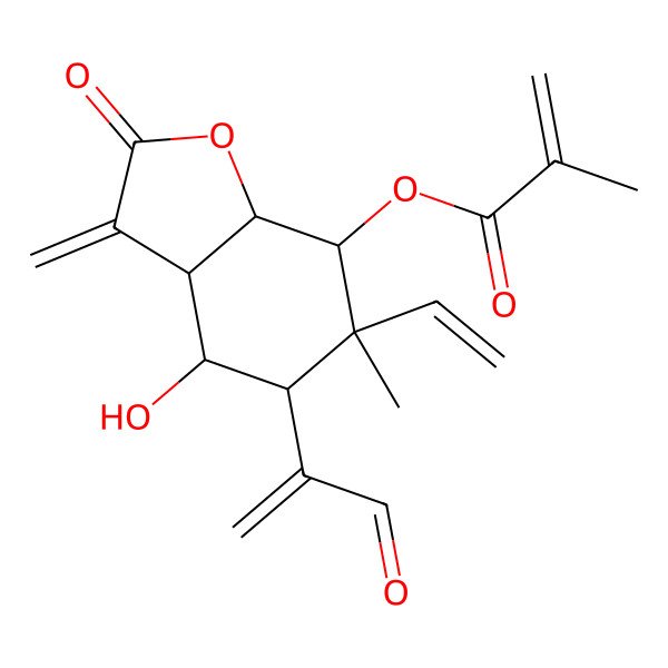 2D Structure of [(3aR,4S,5R,6S,7S,7aR)-6-ethenyl-4-hydroxy-6-methyl-3-methylidene-2-oxo-5-(3-oxoprop-1-en-2-yl)-4,5,7,7a-tetrahydro-3aH-1-benzofuran-7-yl] 2-methylprop-2-enoate
