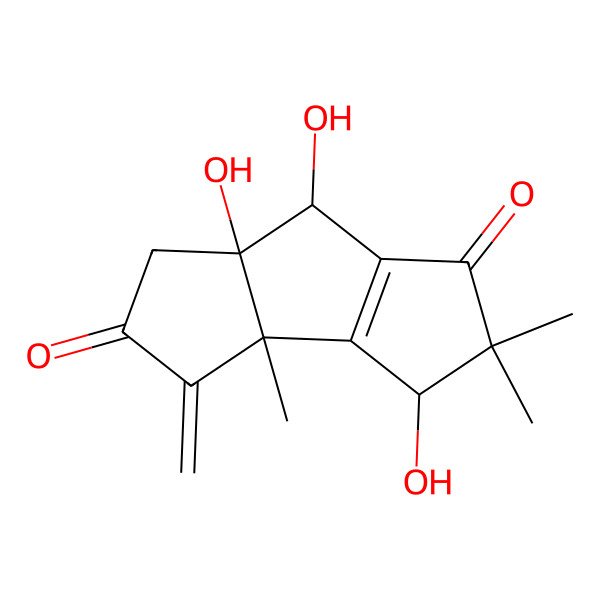 2D Structure of 4,7,7a-trihydroxy-3a,5,5-trimethyl-3-methylidene-4,7-dihydro-1H-cyclopenta[a]pentalene-2,6-dione