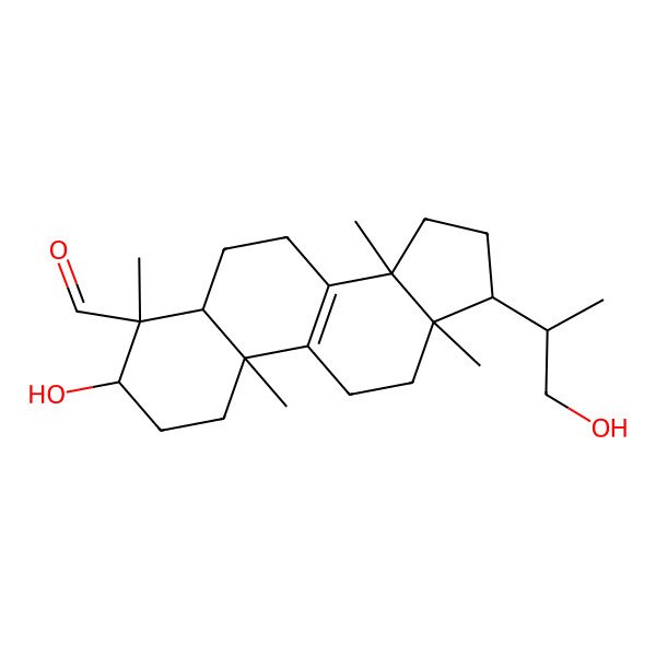 2D Structure of 3-hydroxy-17-(1-hydroxypropan-2-yl)-4,10,13,14-tetramethyl-2,3,5,6,7,11,12,15,16,17-decahydro-1H-cyclopenta[a]phenanthrene-4-carbaldehyde