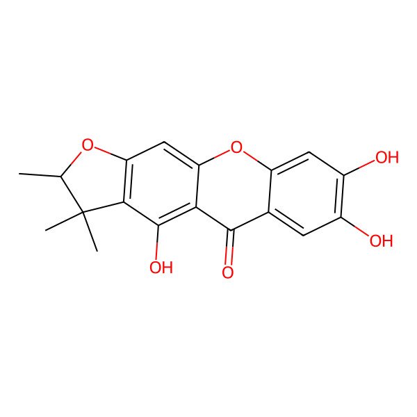 2D Structure of 4,7,8-trihydroxy-2,3,3-trimethyl-2H-furo[3,2-b]xanthen-5-one
