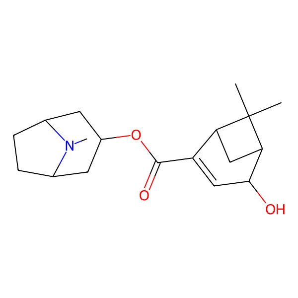 2D Structure of (8-Methyl-8-azabicyclo[3.2.1]octan-3-yl) 4-hydroxy-6,6-dimethylbicyclo[3.1.1]hept-2-ene-2-carboxylate