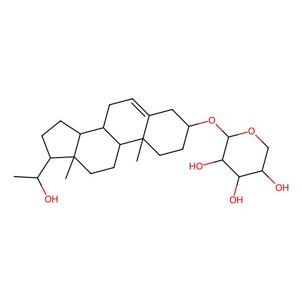 2D Structure of (2S,3R,4S,5S)-2-[[(3S,8S,9S,10R,13S,14S,17S)-17-[(1S)-1-hydroxyethyl]-10,13-dimethyl-2,3,4,7,8,9,11,12,14,15,16,17-dodecahydro-1H-cyclopenta[a]phenanthren-3-yl]oxy]oxane-3,4,5-triol