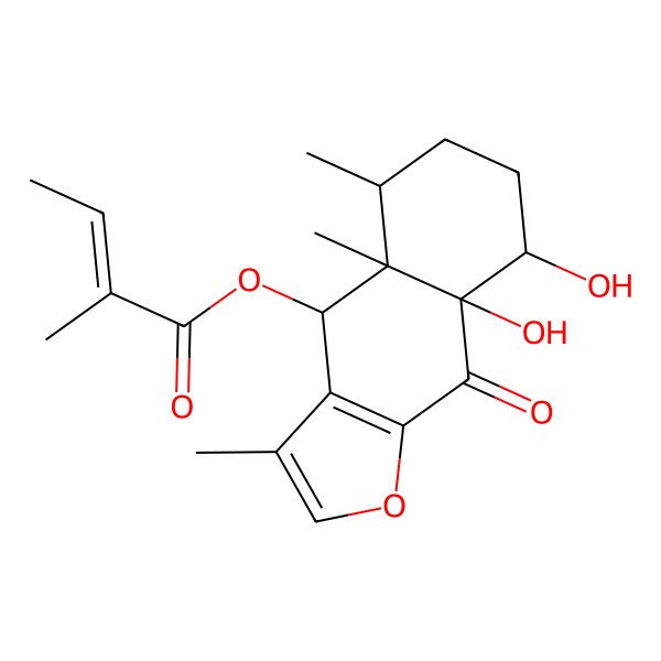 2D Structure of (8,8a-dihydroxy-3,4a,5-trimethyl-9-oxo-5,6,7,8-tetrahydro-4H-benzo[f][1]benzofuran-4-yl) 2-methylbut-2-enoate
