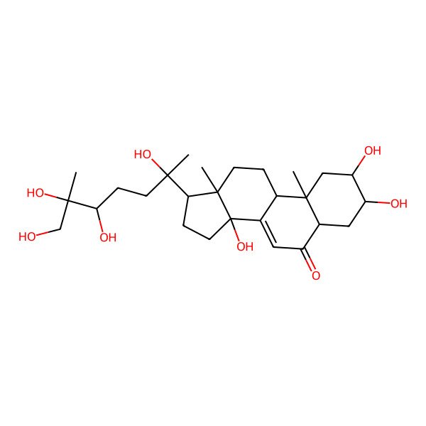 2D Structure of (2S,3R,5R,9R,10R,13R,14S,17S)-2,3,14-trihydroxy-10,13-dimethyl-17-[(2S,5R,6R)-2,5,6,7-tetrahydroxy-6-methylheptan-2-yl]-2,3,4,5,9,11,12,15,16,17-decahydro-1H-cyclopenta[a]phenanthren-6-one