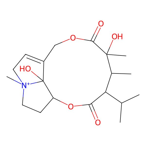 2D Structure of (1R,4R,5S,6R,16S)-6,16-dihydroxy-5,6,13-trimethyl-4-propan-2-yl-2,8-dioxa-13-azoniatricyclo[8.5.1.013,16]hexadec-10-ene-3,7-dione
