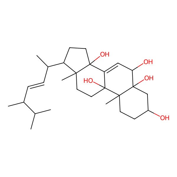 2D Structure of 17-(5,6-Dimethylhept-3-en-2-yl)-10,13-dimethyl-1,2,3,4,6,11,12,15,16,17-decahydrocyclopenta[a]phenanthrene-3,5,6,9,14-pentol