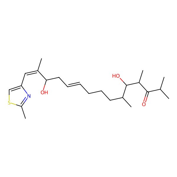 2D Structure of (4R,5S,6S,10Z,13S,14E)-5,13-dihydroxy-2,4,6,14-tetramethyl-15-(2-methyl-1,3-thiazol-4-yl)pentadeca-10,14-dien-3-one