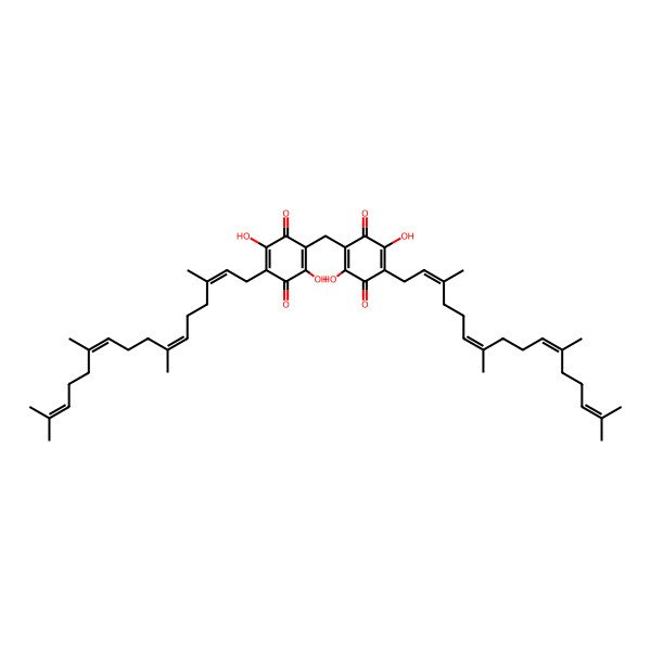 2D Structure of 2-[[2,5-Dihydroxy-3,6-dioxo-4-(3,7,11,15-tetramethylhexadeca-2,6,10,14-tetraenyl)cyclohexa-1,4-dien-1-yl]methyl]-3,6-dihydroxy-5-(3,7,11,15-tetramethylhexadeca-2,6,10,14-tetraenyl)cyclohexa-2,5-diene-1,4-dione