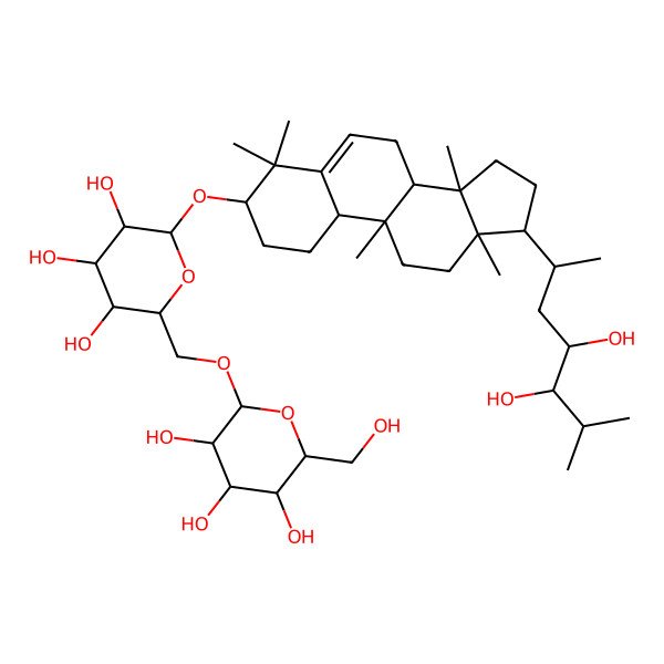 2D Structure of (2R,3R,4S,5S,6R)-2-[[(2R,3S,4S,5R,6R)-6-[[(3S,8R,9R,10S,13R,14S,17R)-17-[(2R,4R,5S)-4,5-dihydroxy-6-methylheptan-2-yl]-4,4,9,13,14-pentamethyl-2,3,7,8,10,11,12,15,16,17-decahydro-1H-cyclopenta[a]phenanthren-3-yl]oxy]-3,4,5-trihydroxyoxan-2-yl]methoxy]-6-(hydroxymethyl)oxane-3,4,5-triol