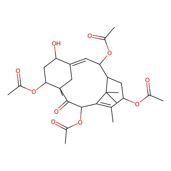 2D Structure of (3,9,12-Triacetyloxy-14-hydroxy-7,11,16,16-tetramethyl-10-oxo-6-tricyclo[9.3.1.14,8]hexadeca-1,7-dienyl) acetate