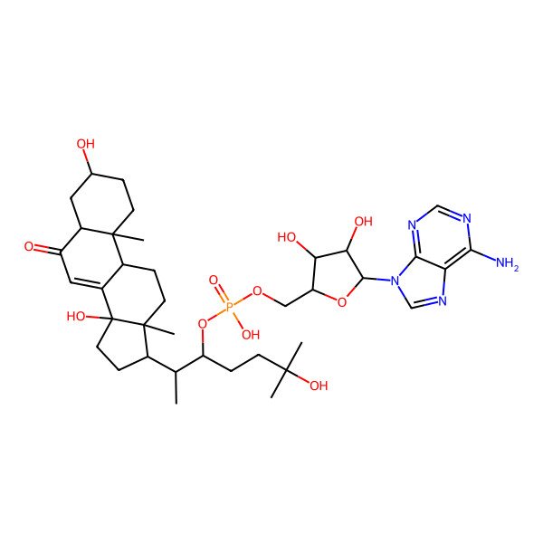 2D Structure of [(2R,3S,4R,5R)-5-(6-aminopurin-9-yl)-3,4-dihydroxyoxolan-2-yl]methyl [(2S,3R)-2-[(3S,5R,9R,10R,13R,14S,17R)-3,14-dihydroxy-10,13-dimethyl-6-oxo-2,3,4,5,9,11,12,15,16,17-decahydro-1H-cyclopenta[a]phenanthren-17-yl]-6-hydroxy-6-methylheptan-3-yl] hydrogen phosphate