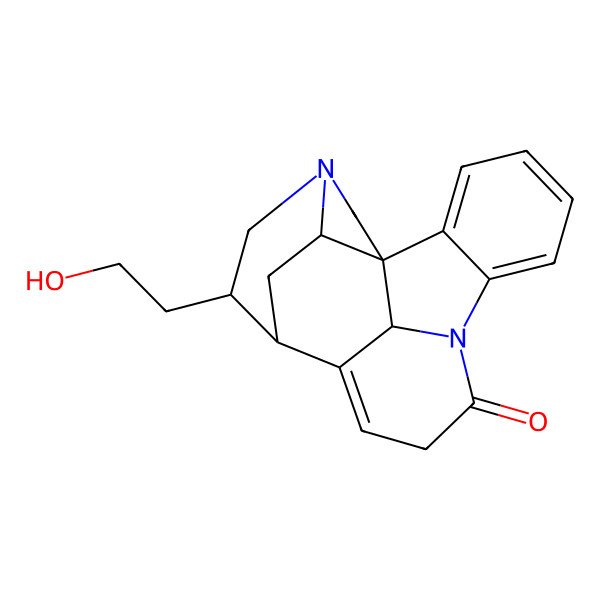2D Structure of (1R,13S,14S,19S,21S)-14-(2-hydroxyethyl)-8,16-diazahexacyclo[11.5.2.11,8.02,7.016,19.012,21]henicosa-2,4,6,11-tetraen-9-one