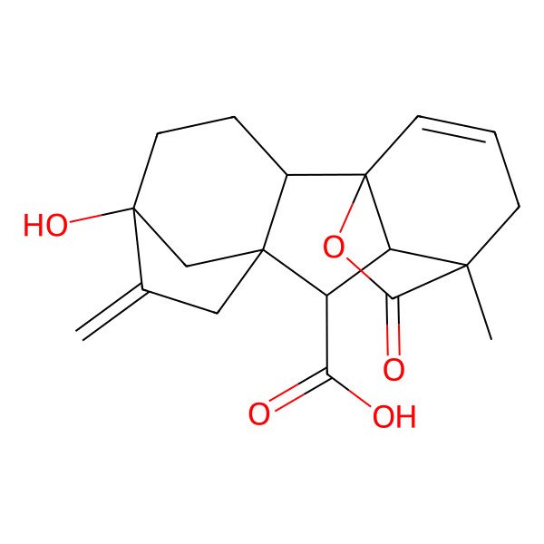 2D Structure of (1S,2R,5S,9S,10R,11S)-5-hydroxy-11-methyl-6-methylidene-16-oxo-15-oxapentacyclo[9.3.2.15,8.01,10.02,8]heptadec-13-ene-9-carboxylic acid