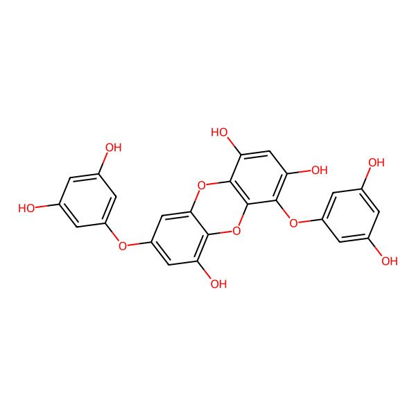 2D Structure of 4,8-Bis(3,5-dihydroxyphenoxy)dibenzo-p-dioxin-1,3,6-triol