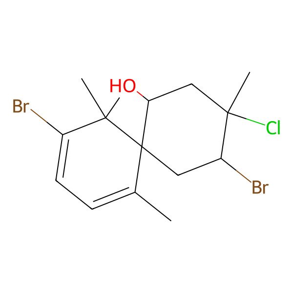 2D Structure of 4,8-Dibromo-9-chloro-1,5,5,9-tetramethylspiro[5.5]undeca-1,3-dien-11-ol