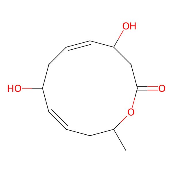 2D Structure of 4,8-Dihydroxy-12-methyl-1-oxacyclododeca-5,9-dien-2-one