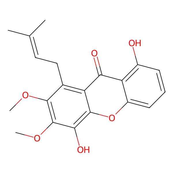 2D Structure of 4,8-Dihydroxy-2,3-dimethoxy-1-(3-methylbut-2-enyl)-9H-xanthen-9-one 2D Structure of 4,8-Dihydroxy-2,3-dimethoxy-1-(3-methylbut-2-enyl)-9H-xanthen-9-one