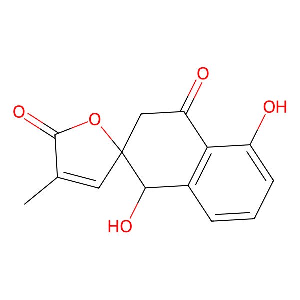 2D Structure of 4,8-Dihydroxy-3'-methylspiro[2,4-dihydronaphthalene-3,5'-furan]-1,2'-dione