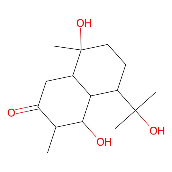 2D Structure of 4,8-Dihydroxy-5-(2-hydroxypropan-2-yl)-3,8-dimethyl-1,3,4,4a,5,6,7,8a-octahydronaphthalen-2-one