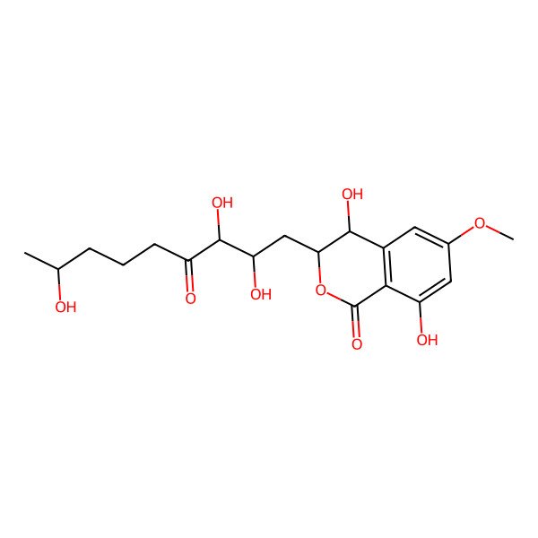 2D Structure of 4,8-Dihydroxy-6-methoxy-3-(2,3,8-trihydroxy-4-oxononyl)-3,4-dihydroisochromen-1-one