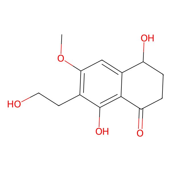 2D Structure of 4,8-Dihydroxy-7-(2-hydroxy-ethyl)-6-methoxy-3,4-dihydro-2h-naphthalen-1-one