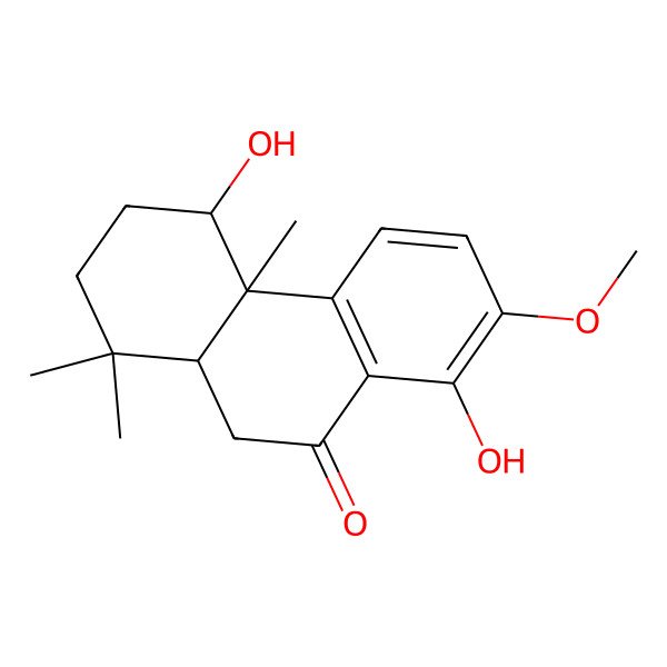 2D Structure of 4,8-dihydroxy-7-methoxy-1,1,4a-trimethyl-3,4,10,10a-tetrahydro-2H-phenanthren-9-one 2D Structure of 4,8-dihydroxy-7-methoxy-1,1,4a-trimethyl-3,4,10,10a-tetrahydro-2H-phenanthren-9-one