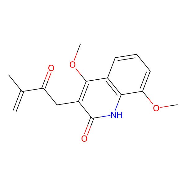 2D Structure of 4,8-dimethoxy-3-(3-methyl-2-oxobut-3-enyl)-1H-quinolin-2-one