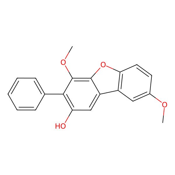 2D Structure of 4,8-Dimethoxy-3-phenyldibenzofuran-2-ol