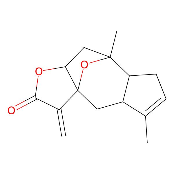 2D Structure of 4,8-Dimethyl-13-methylidene-11,14-dioxatetracyclo[6.5.1.01,10.03,7]tetradec-4-en-12-one